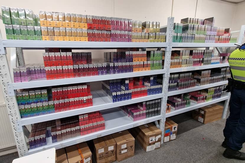 Confiscated vapes with inspector