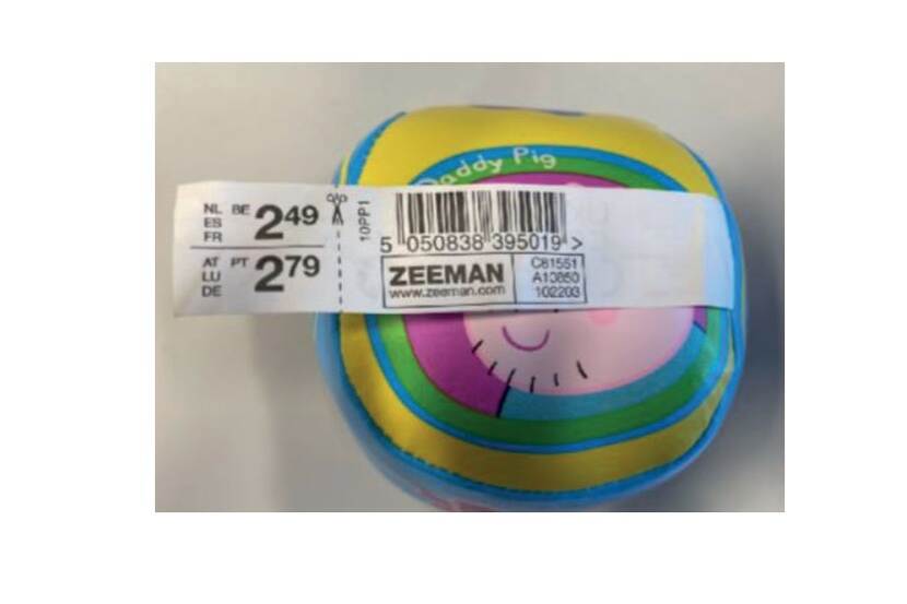 Veiligheidswaarschuwing Zeeman Peppa Pig bal