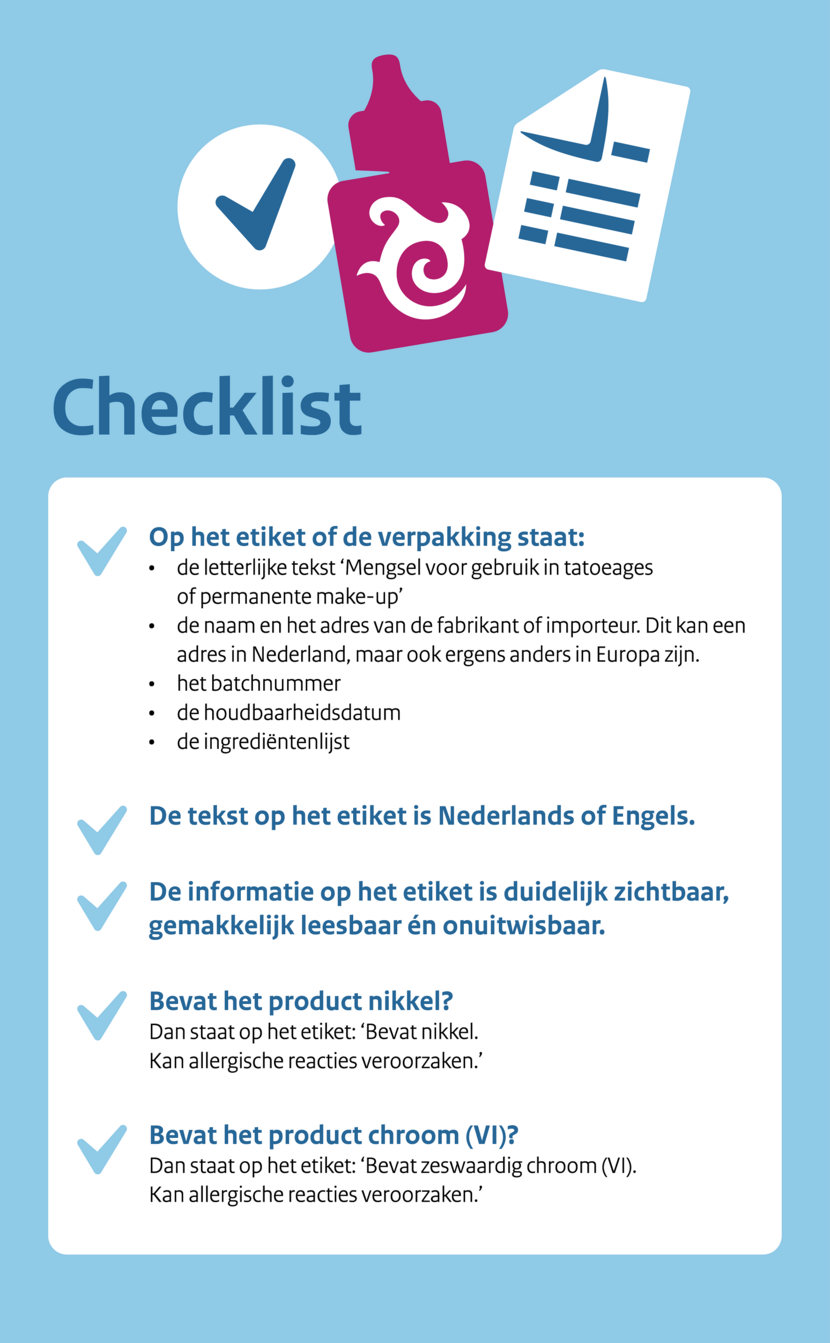 Infographic checklist etiket tatoeagekleurstoffen