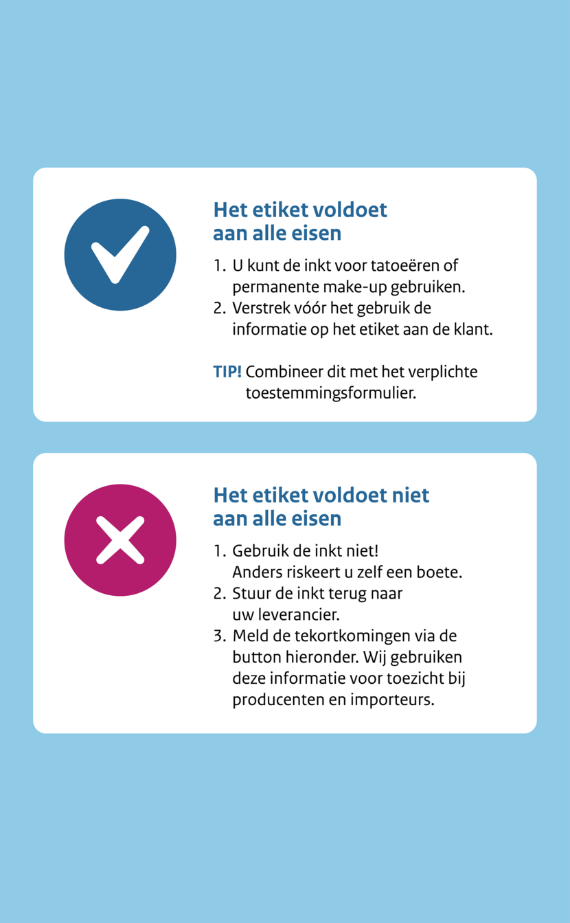 Infographic wat te doen met kleurstoffen die (niet) voldoen