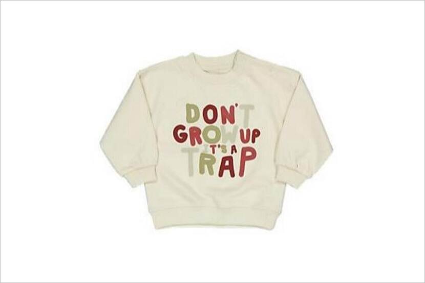 Baby sweater met tekst Don't grow up it's a trap