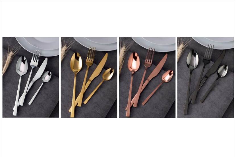 Crofton RVS bestek set 24-delig en Trendy bestek set 16-delig in koper, goud en zwart