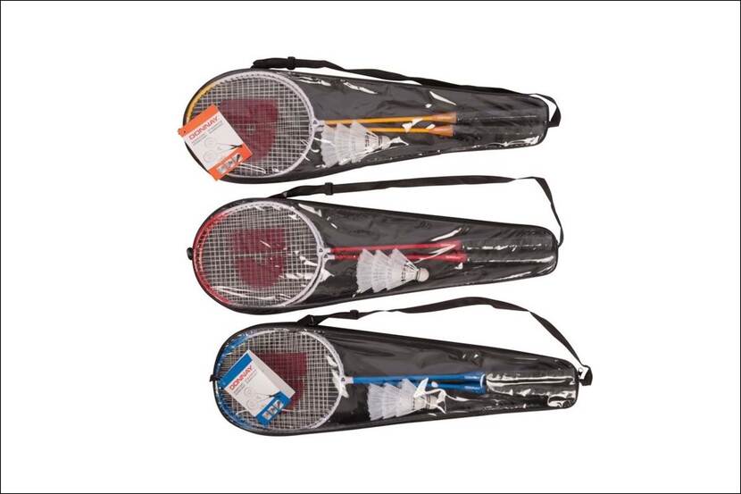 Donnay Badmintonset 3 x blauw, geel en rood