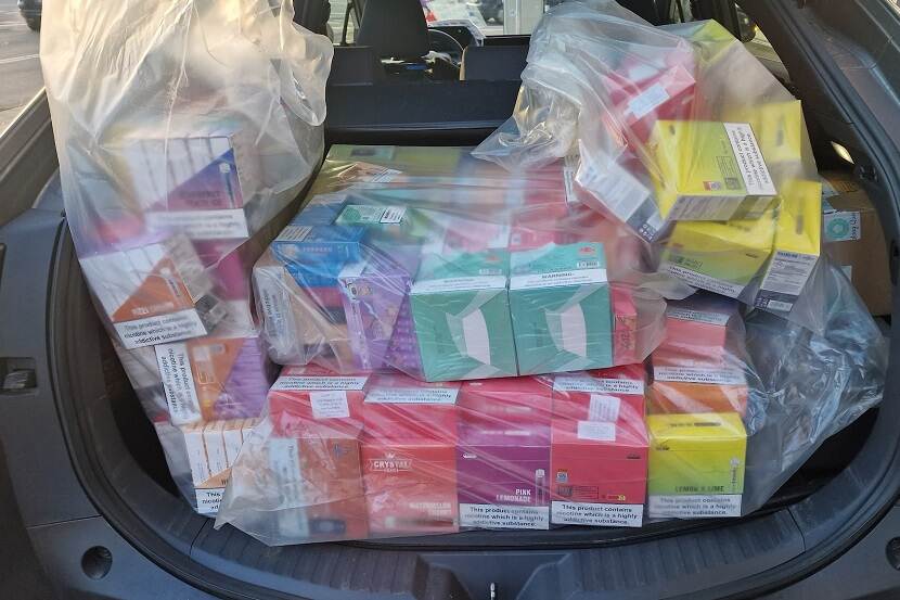 Confiscated vapes in a car