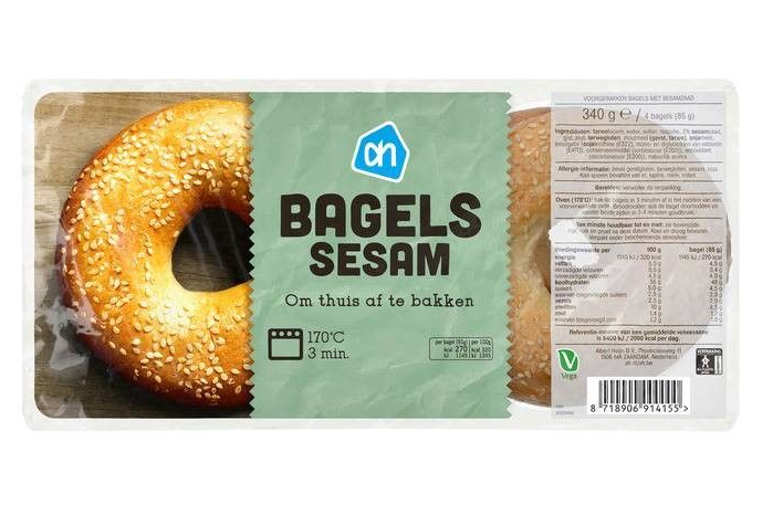 verpakking van AH bagels sesam