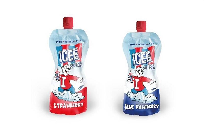 ICEE slush Strawberry & Blue Raspberry van Action
