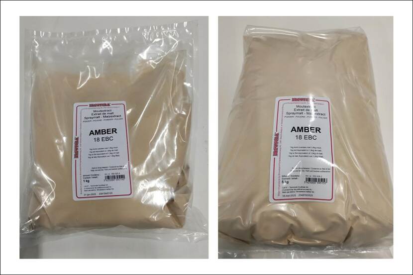 Moutextract poeder amber 18 EBC in plastic verpakking