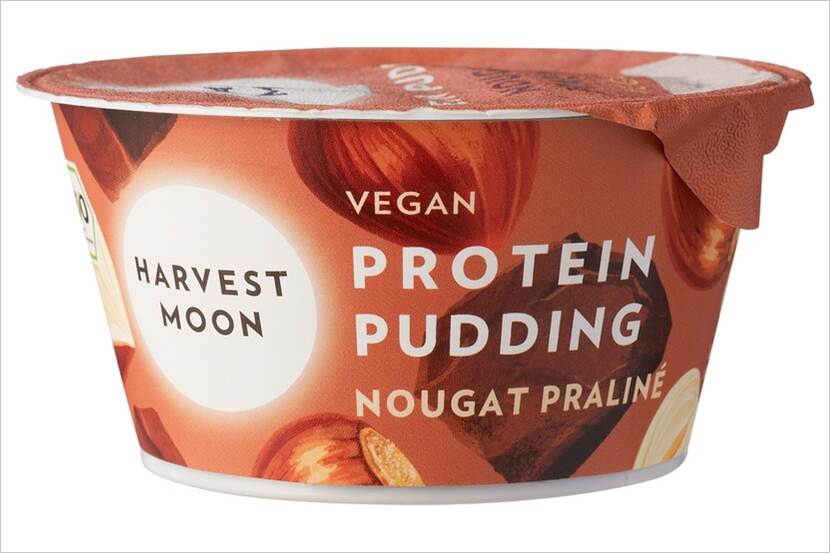 Plastic schaaltje met pudding van het merk Harvest Moon