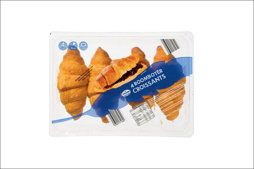 Roombotercroissants 4 stuks in plastic doorzichtige verpakking Aldi