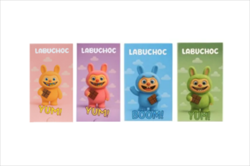 Vier repen labu chocolade in verschillende kleuren