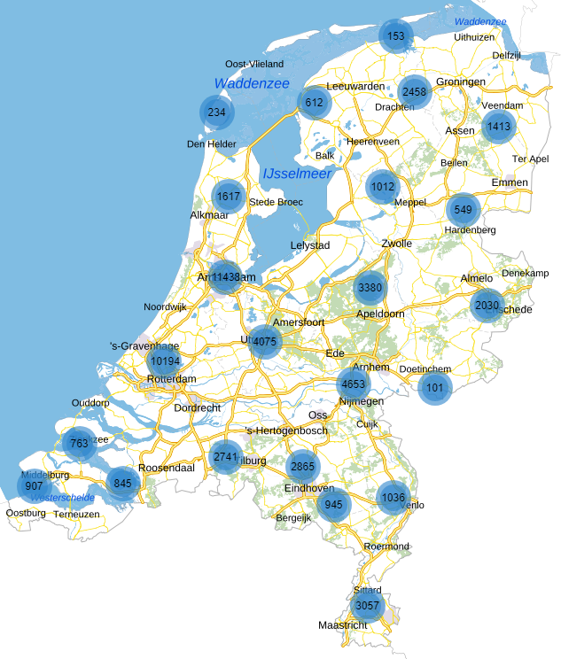 Kaartje Nederland inspectieresultaten Nederland