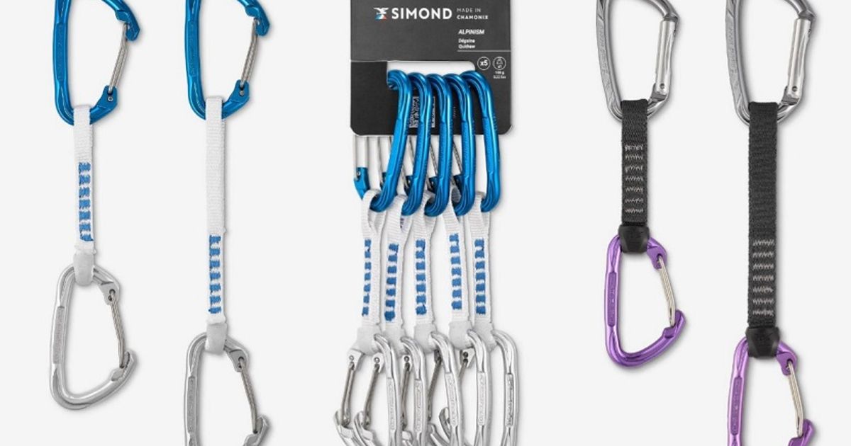 Veiligheidswaarschuwing Simond Alpinism en Vertika quickdraw karabiners van Decathlon